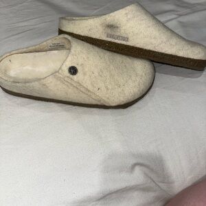 Birkenstock Beige Wool Slip-Ons